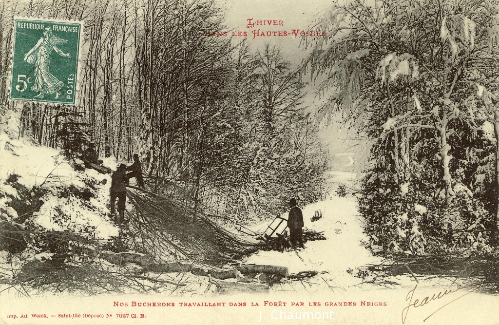 L'hiver dans les Hautes-Vosges. - Nos Bucherons travaillant dans la Forêt par les grandes Neiges.JPG