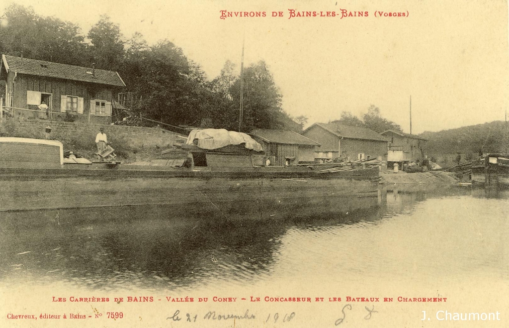 Environs de Bains-les-Bains. - Les Carrières de Bains - Vallée du Coney - Le Concasseur et les Bateaux en Chargement.JPG