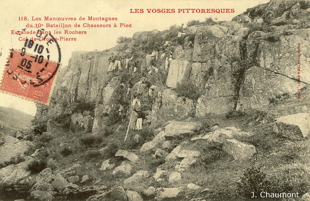 Les Manoeuvres de Montagnes du 10e Bataillon de Chasseurs à Pied. - Escalade dans les Rochers - Col de Grosse-Pierre.JPG