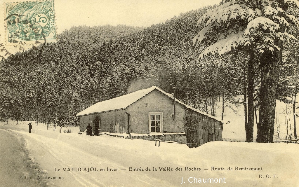 Le Val-d'Ajol en hiver - Entrée de la Vallée des Roches - Route de Remiremont.JPG