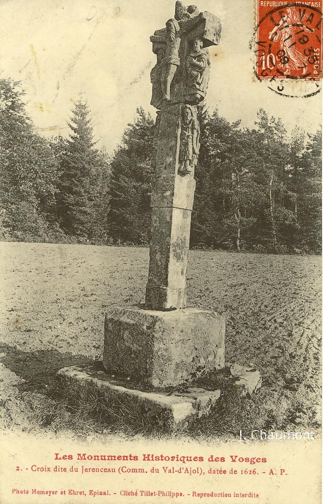 Les Monuments Historiques des Vosges. - Croix dite du Jerenceau (Comm. du Val-d'Ajol), datée de 1626.JPG