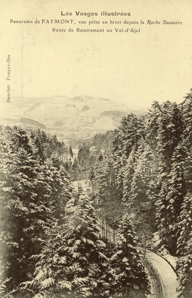 Panorama de Faymont, vue prise en hiver depuis la Roche Busnière. - Route de Remiremont au Val d'Ajol.JPG
