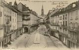 Plombières-les-Bains. - Le Bain Romain et la rue Stanislas vers l'Eglise