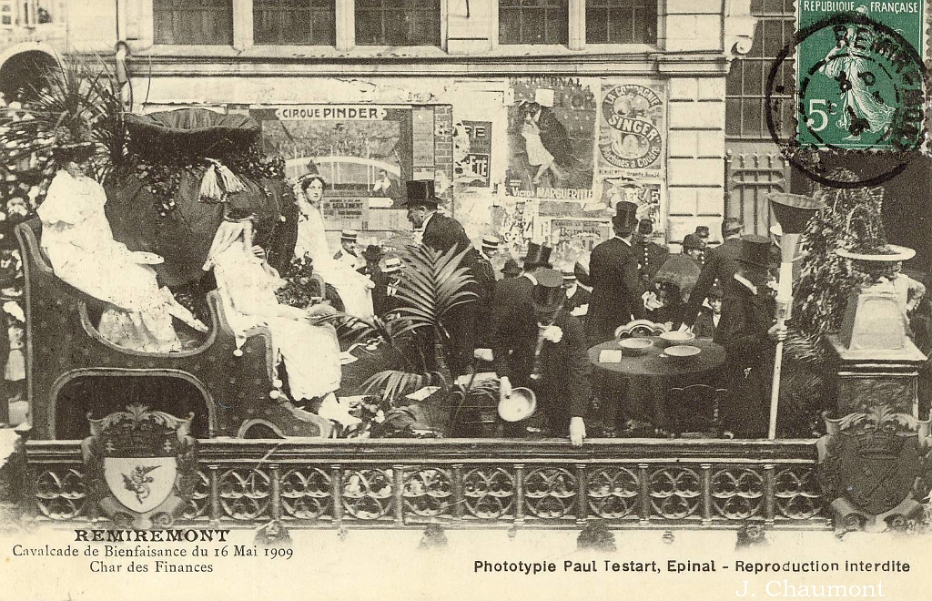 Remiremont. - Cavalcade de Bienfaisance du 16 Mai 1909 - Char des Finances.JPG