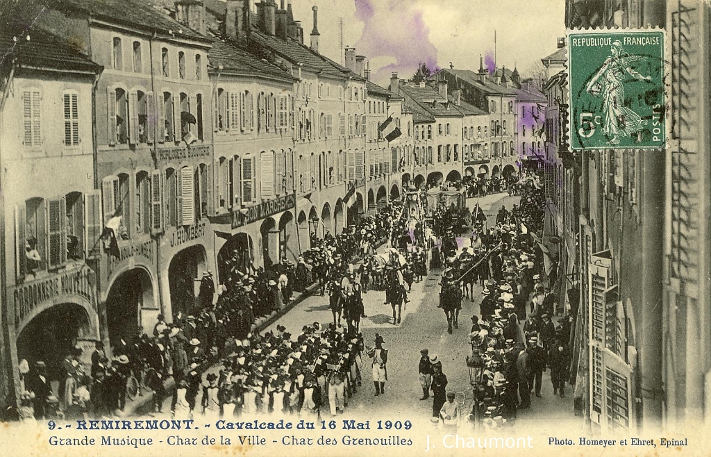 Remiremont. - Cavalcade du 16 Mai 1909. - Grande Musique - Char de la Ville - Char des Grenouilles.JPG