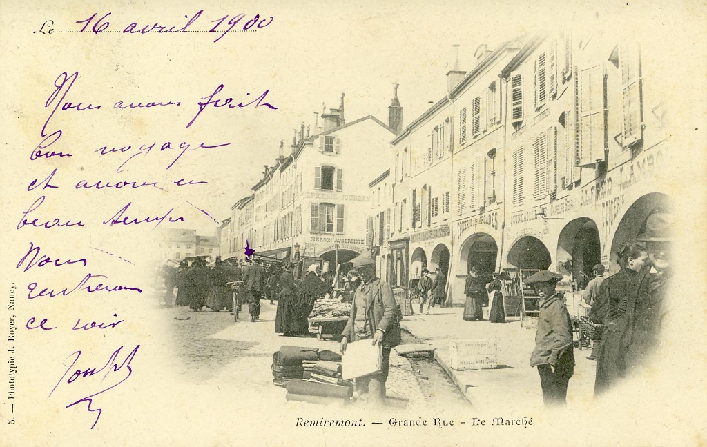 Remiremont. - Grande Rue - Le Marché en 1900.JPG