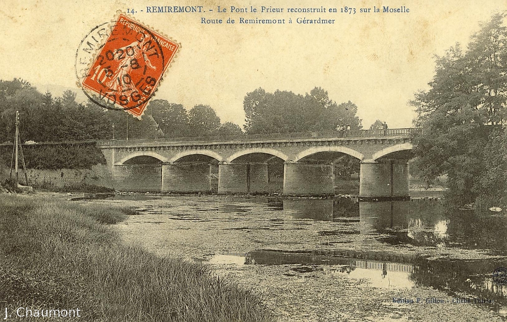 Remiremont. - Le Pont le Prieur reconstruit en 1873 sur la Moselle - Route de Remiremont à Gérardmer.JPG